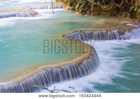 the kuang Si Waterfalls Luang Phrabang Laos.