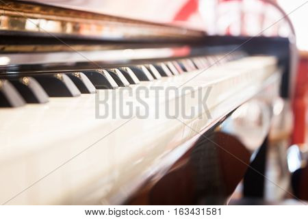 Piano keyboard with selective focus, stock photo