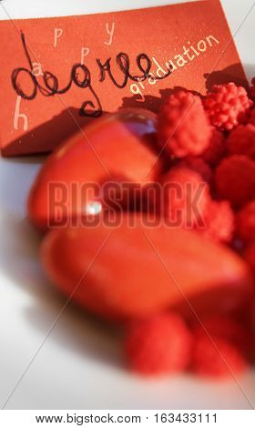 red comfits and candies celebrating graduation party