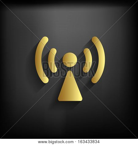 Wireless Network Sign Icon Gold Color With Long Shadow, Eps10 Illustration