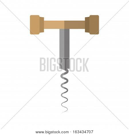 corkscrew wooden handle utensils shadow vector illustration eps 10