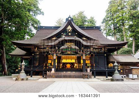 Katori jingu shrine in green forest. the history culture heritage in Chiba Prefecture Japan