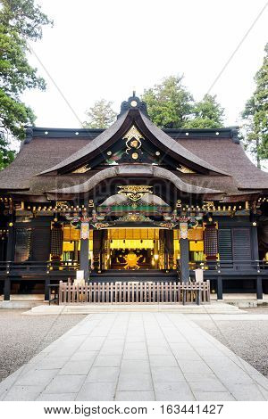 Katori jingu shrine in green forest. the history culture heritage in Chiba Prefecture Japan