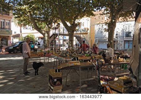 CERBERE, FRANCE-OCTOBER 04, 2016: Market place in Cerbere, France