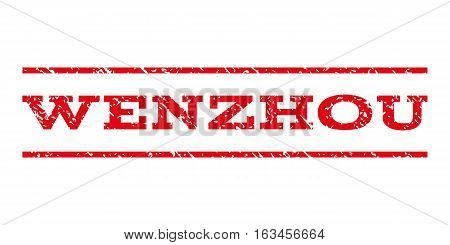 Wenzhou watermark stamp. Text caption between horizontal parallel lines with grunge design style. Rubber seal stamp with dust texture. Vector intensive red color ink imprint on a white background.