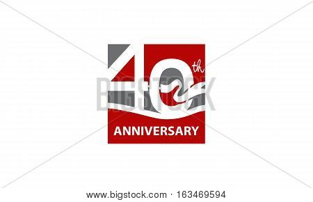 Forty Years Gift Box Ribbon Anniversary Template