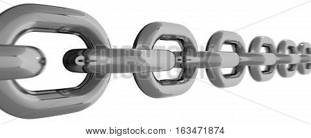 Metal Chain Line Isolated on White Backgroound 3D Rendering