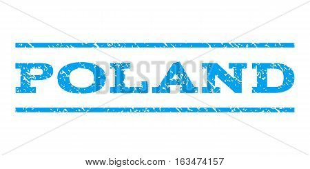 Poland watermark stamp. Text caption between horizontal parallel lines with grunge design style. Rubber seal stamp with dust texture. Vector blue color ink imprint on a white background.