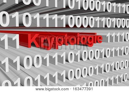 Kryptologie in the form of binary code, 3D illustration