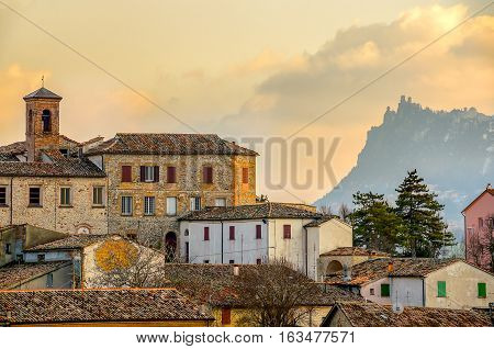 Town of Verucchio - Rimini italian village landscape emilia romagna countryside background