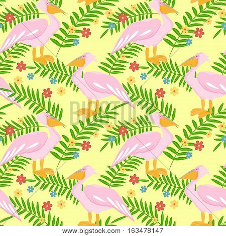 Pelican bird seamless pattern background. Vector illustration
