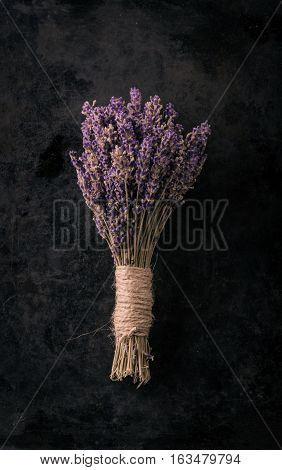 Bunch Of Lavender Flower On Black Tray