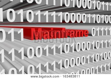 Mainframe as binary code background 3D illustration