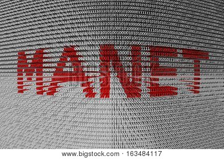 MANET in the form of binary code, 3D illustration