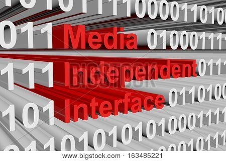 Media Independent Interface in the form of binary code, 3D illustration