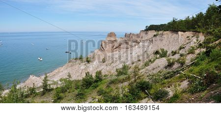 Chimney Bluffs State Park on Lake Ontario near Great Sodus Bay, New York State, USA.