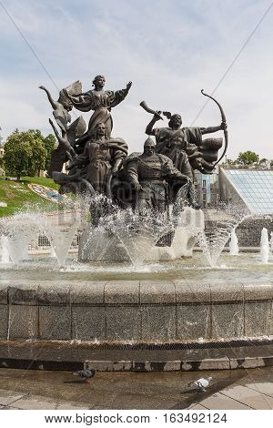 Monument of city-founders Independence Square. Kiev Ukraine