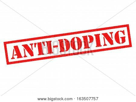 ANTI-DOPING red Rubber Stamp over a white background.