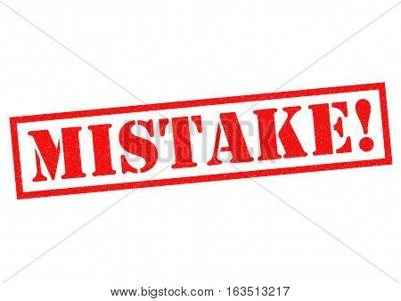 MISTAKE! red Rubber Stamp over a white background.