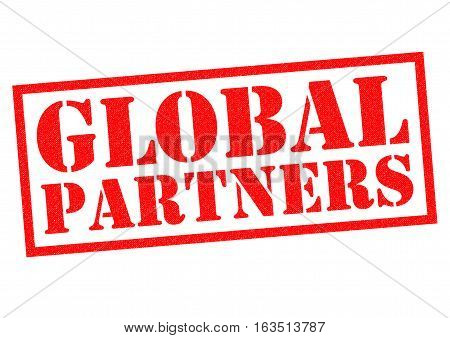 GLOBAL PARTNERS red Rubber Stamp over a white background.