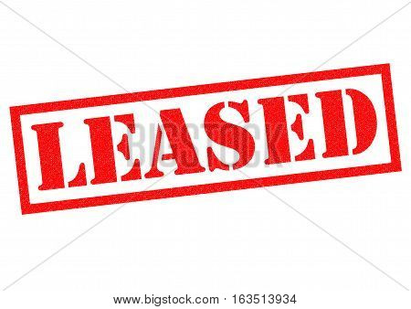 LEASED red Rubber Stamp over a white background.
