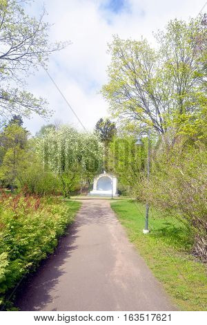 Spring landscape in Pusupuisto Park of Lappeenranta Finland.