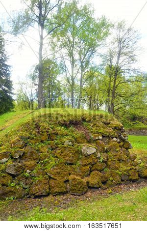 Spring landscape in park in the fortress of Lappeenranta Finland.