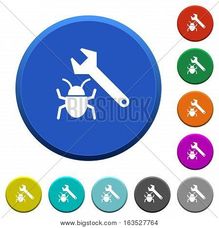 Bug fixing round color beveled buttons with smooth surfaces and flat white icons