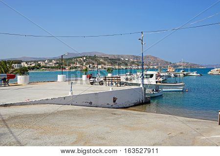 KALYVES, CRETE - SEPTEMBER 16, 2016 - Slipway to the harbour with views towards the sea and coastline Kalyves Crete Greece Europe, September 16, 2016.