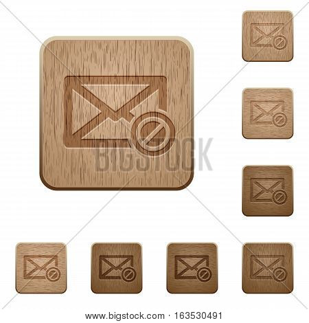 Blocked mail on rounded square carved wooden button styles
