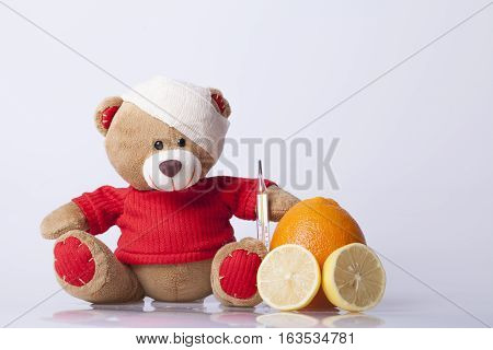 Bear Toy is ill Selective focus and small depth of field