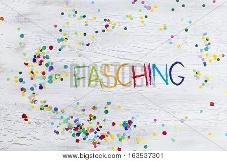 Carnival Confetti On Wood Background