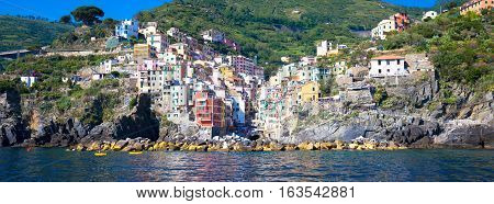 Riomaggiore In Cinque Terre, Italy - Summer 2016 - View From The Sea