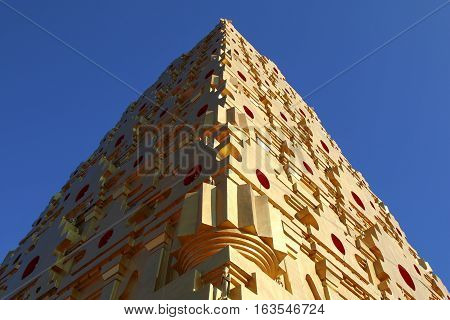 Bodhgaya-style stupa at Wangvivagegaram Temple, Sangkhlaburi, Thailand.