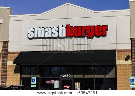 Indianapolis - Circa December 2016: Smashburger Fast Casual Restaurant Location. Smashburger is part of Jollibee Foods II