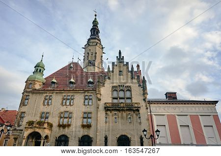 Town Hall with clock tower in Jawor