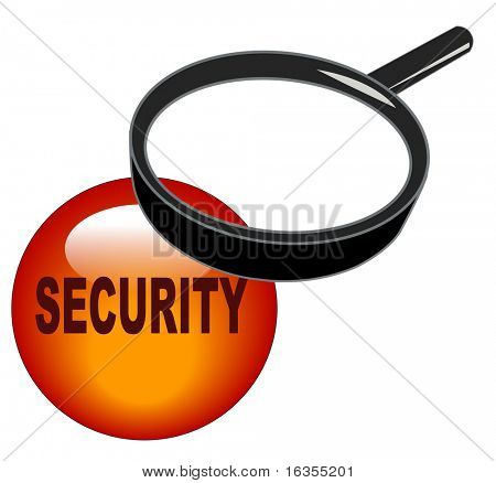 loupe au-dessus du bouton de sécurité