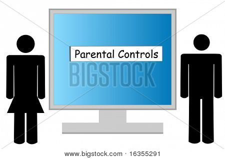 illustration of computer being guarded by parental controls