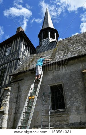 Sahurs France - june 22 2016 : slater on the Marbeuf manor