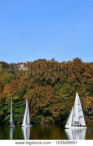 Meulan France - october 31 2016 : the picturesque city in autumn