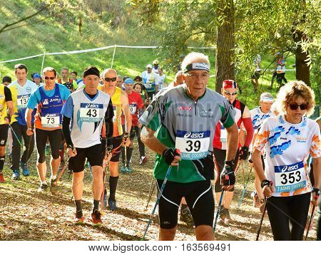Verneuil sur Seine France - october 22 2016 : the second Championship of nordic walking of France
