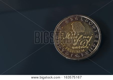2 Eur Coin, Slovenia, Depicting Famous Poet France Preseren