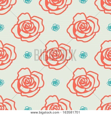 A pattern with roses in two different colors