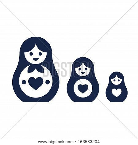 Set of Russian nesting dolls Matryoshka. Simple modern style vector icons.