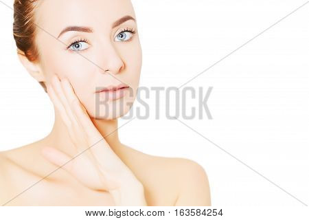 portrait of beautiful smiling woman with perfect skin