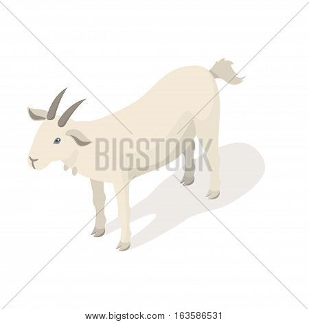 Isometric 3d vector illustration of white goat. Front view. Icon for web. Isolated on white background.