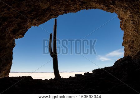 Cave at Isla Pia Pia Salar de Uyuni Bolivia