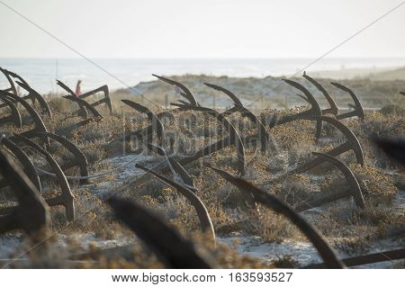 Europe Portugal Algarve Tavira Barril Beach Anchor