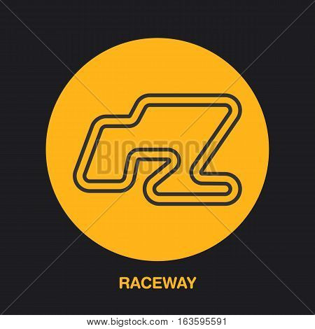 Racing car track line icon. Karting logo, driving lessons sign. Raceway illustration.