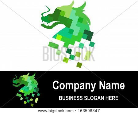logo illustration pixel colorful dragon head abstract